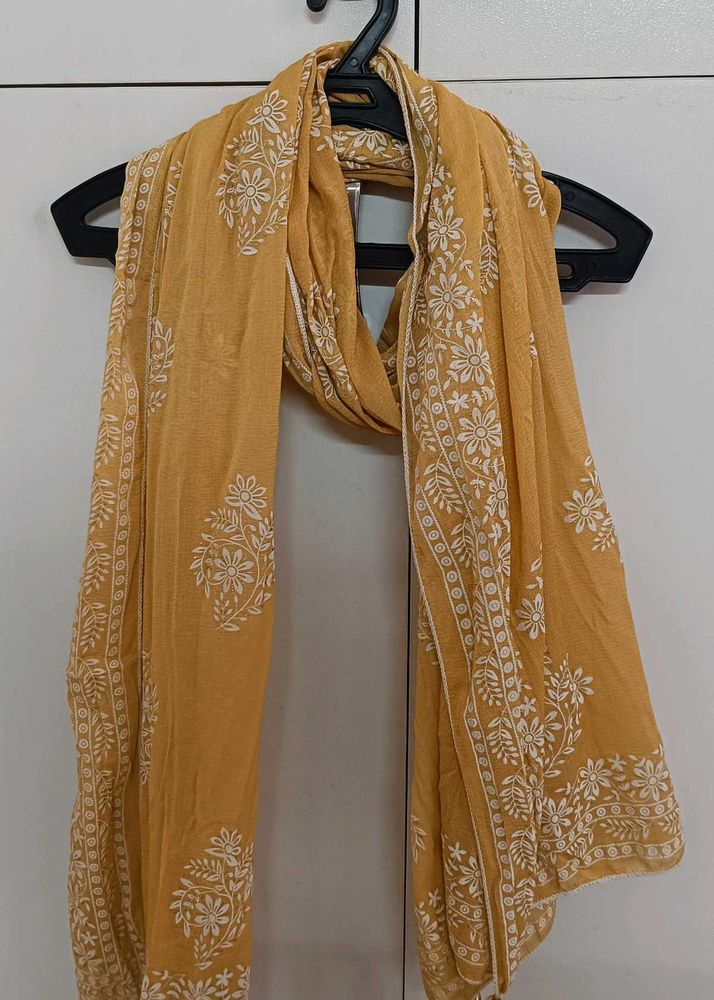 Mustard Floral Print Dupatta