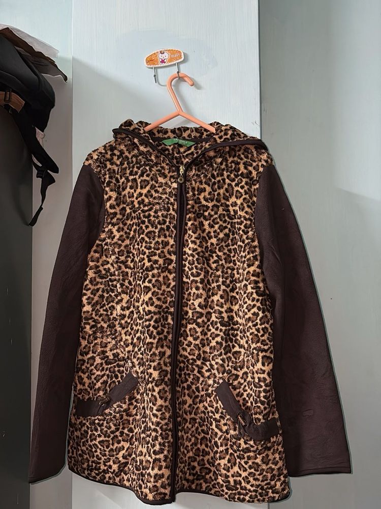 Leopard Print Zip-Up Hoodie