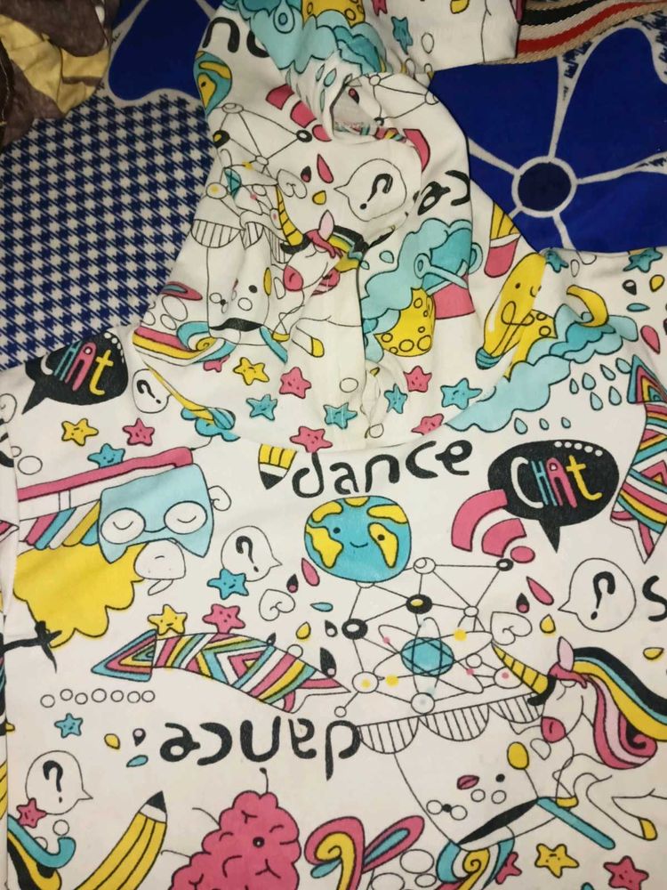 Fun Cartoon Print Crop Hoodie