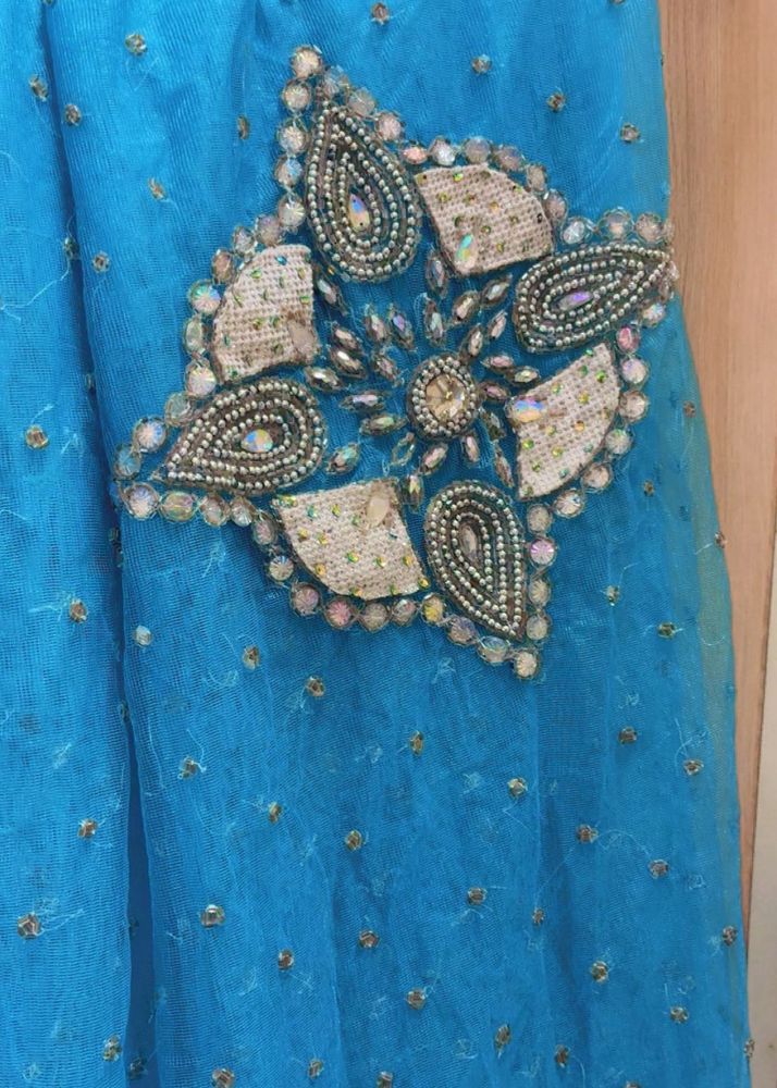 Elegant Blue Embellished Saree