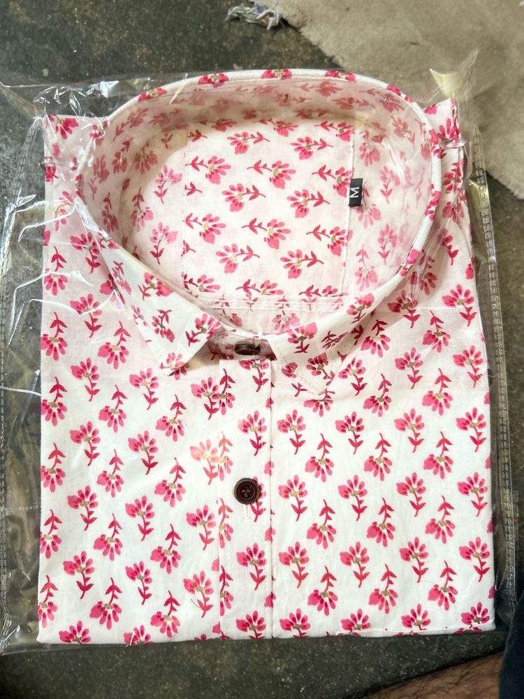 Men Casual Sanganeri Print Shirt