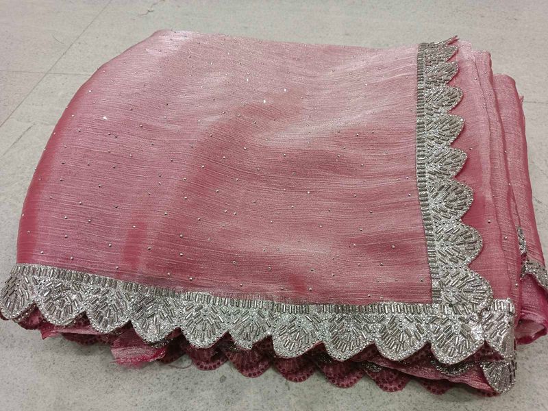 Pink Embellished Saree