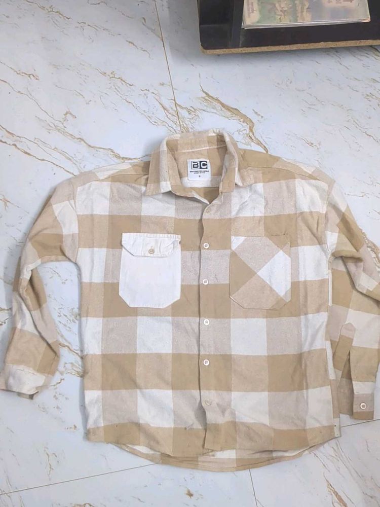 Beige Checkered Shirt