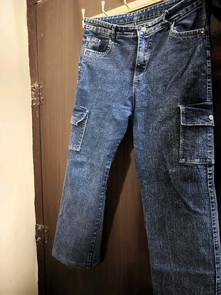 Vintage Wash Cargo Jeans