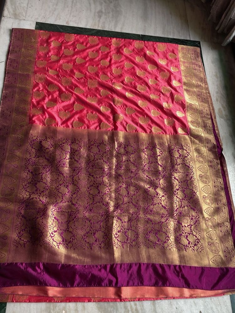 Elegant Pink Banarasi Saree
