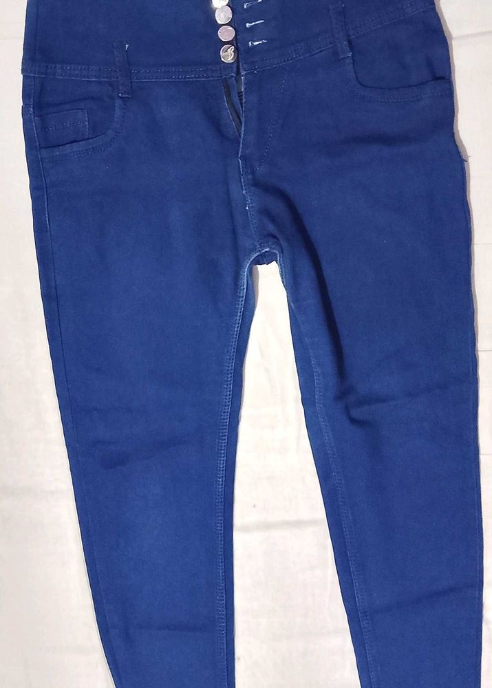 High Waist Navy Blue Skinny Womens Jeans