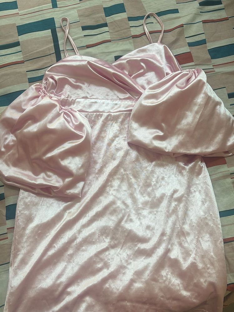 A Pink Satin Smart Dress
