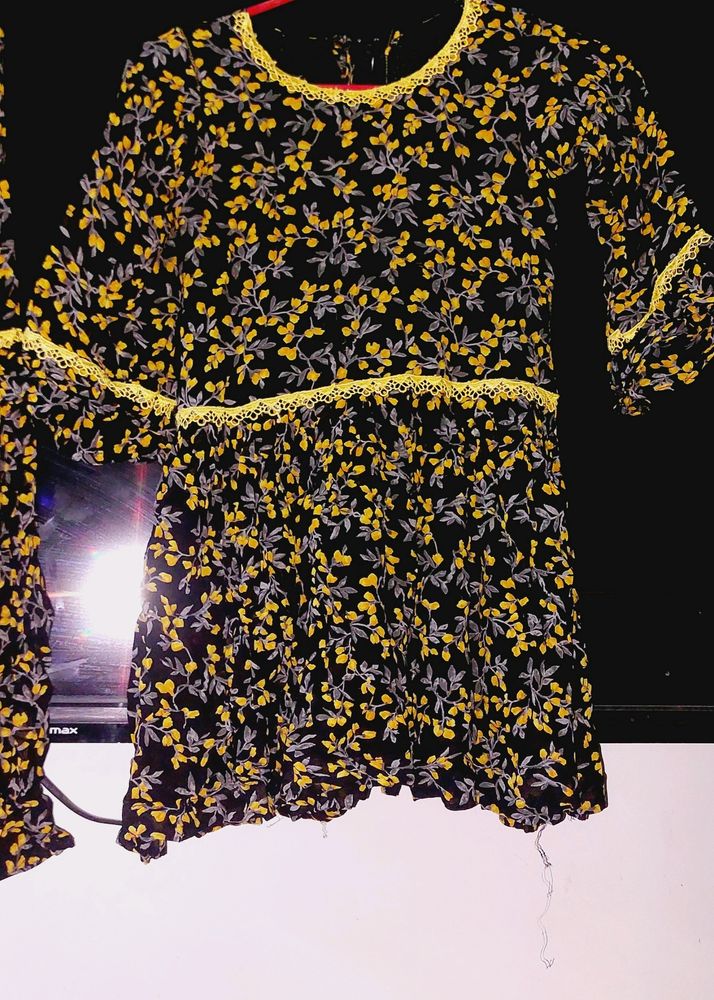 Yello Black Frock Pyjama