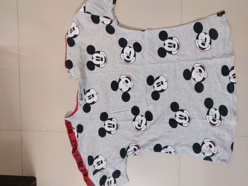Light Grey Colour With Whole Mickey Mouse Print