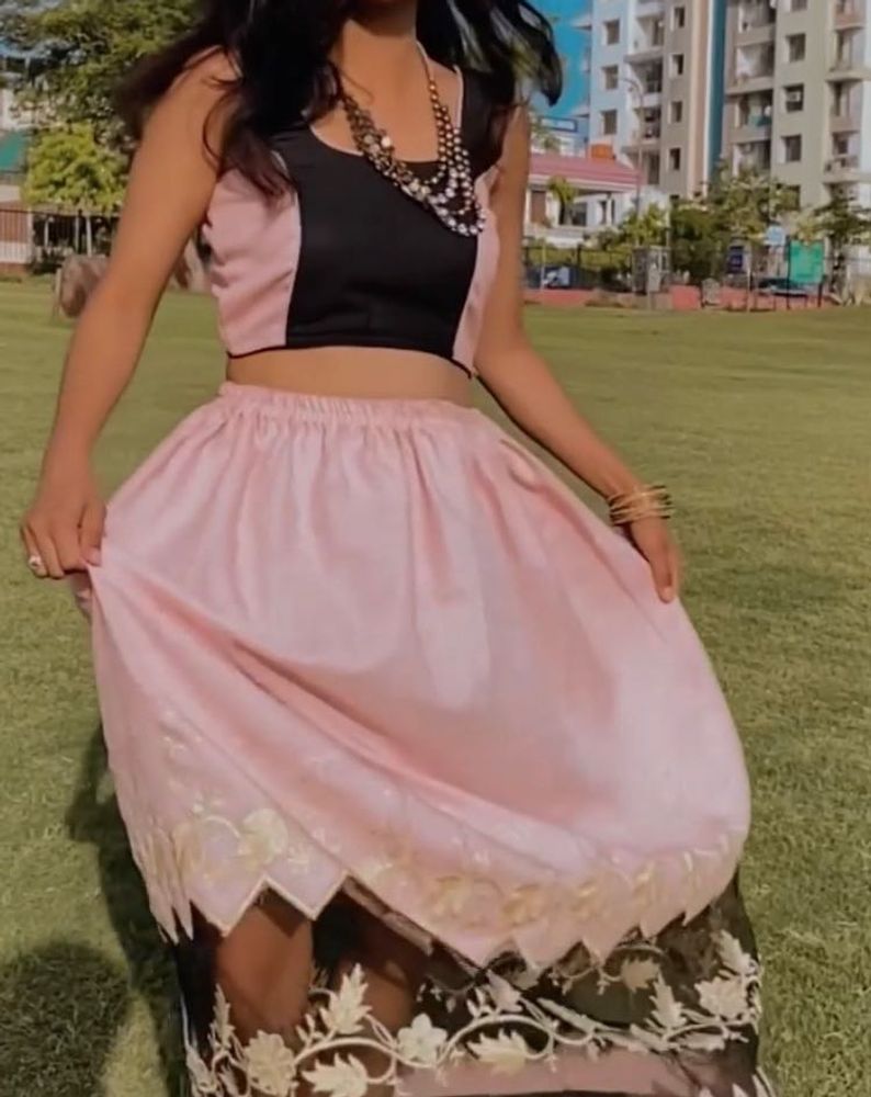Pink Black Skirt And Top