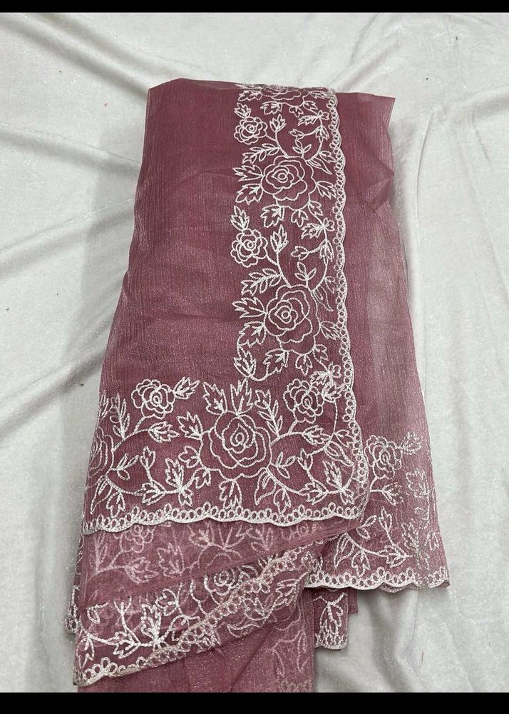 Elegant Mauve Embroidered Saree
