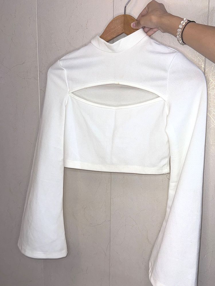 Shein Party Wear Top With Cutout &amp; Bell Sleeves