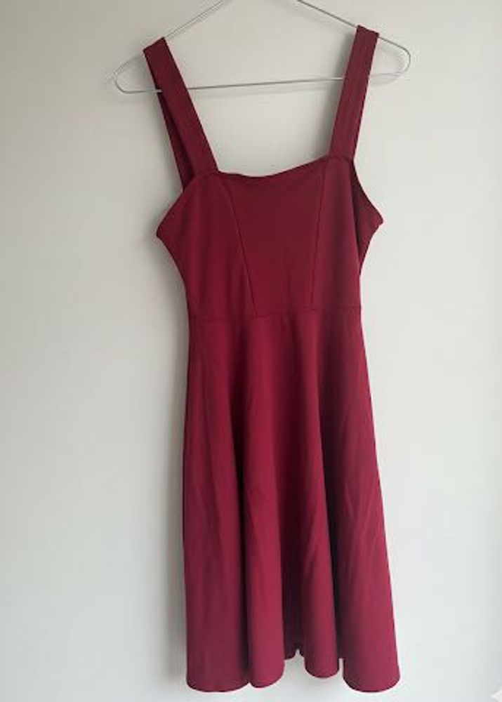 Burgundy Fit &amp; Flare Dress