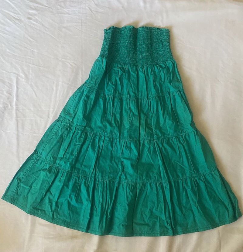 Green Tiered Tube Dress