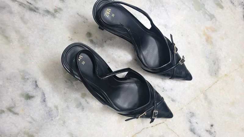 Zara Pointed Toe Slingback Heel