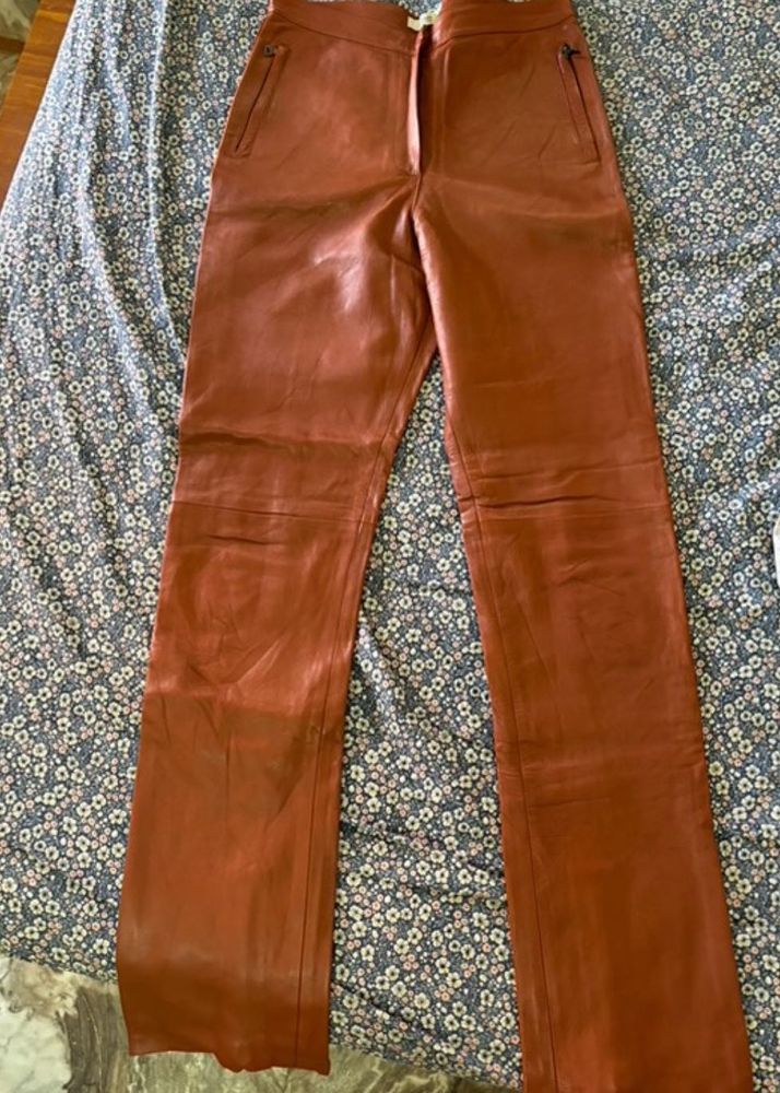 Vintage Prada Brown Leather Trousers
