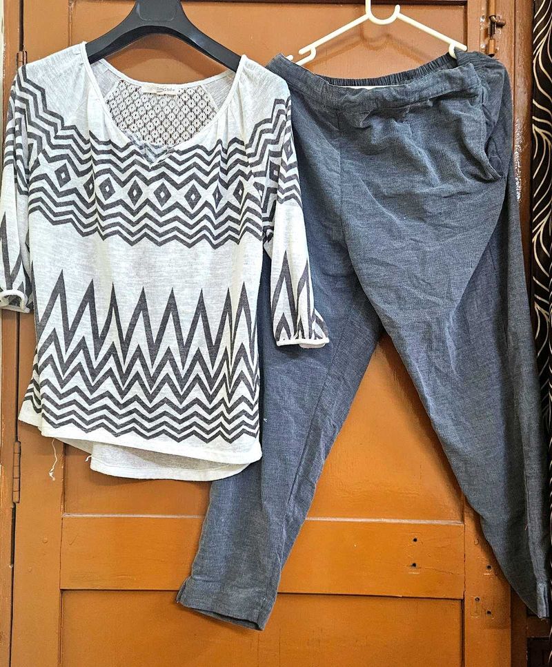 Plus size cute top and pant set