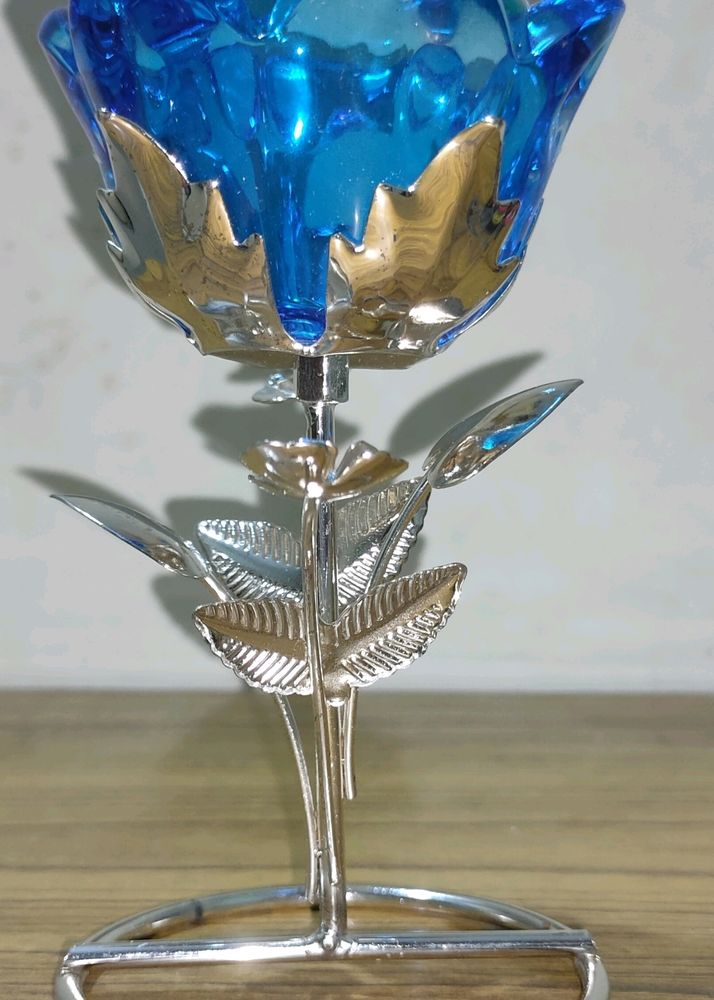 Blue Candle Holder (free Candle)