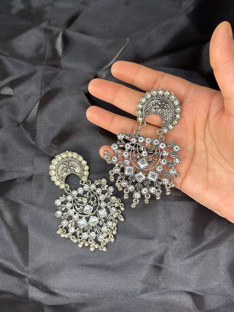 Silver Oxidized Earrings