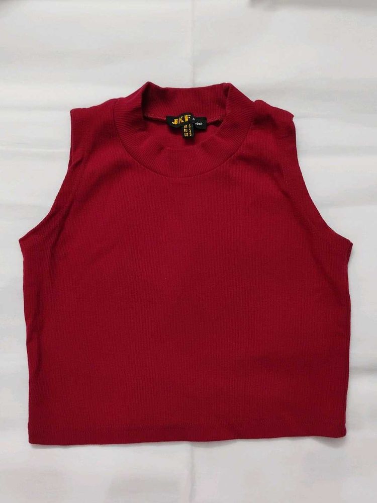 Red Sleeveless Crop Top