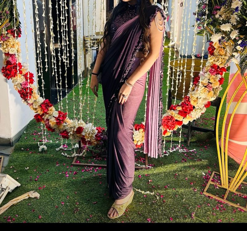 Girlish Ready To Wear Saree With Sequence Blouse