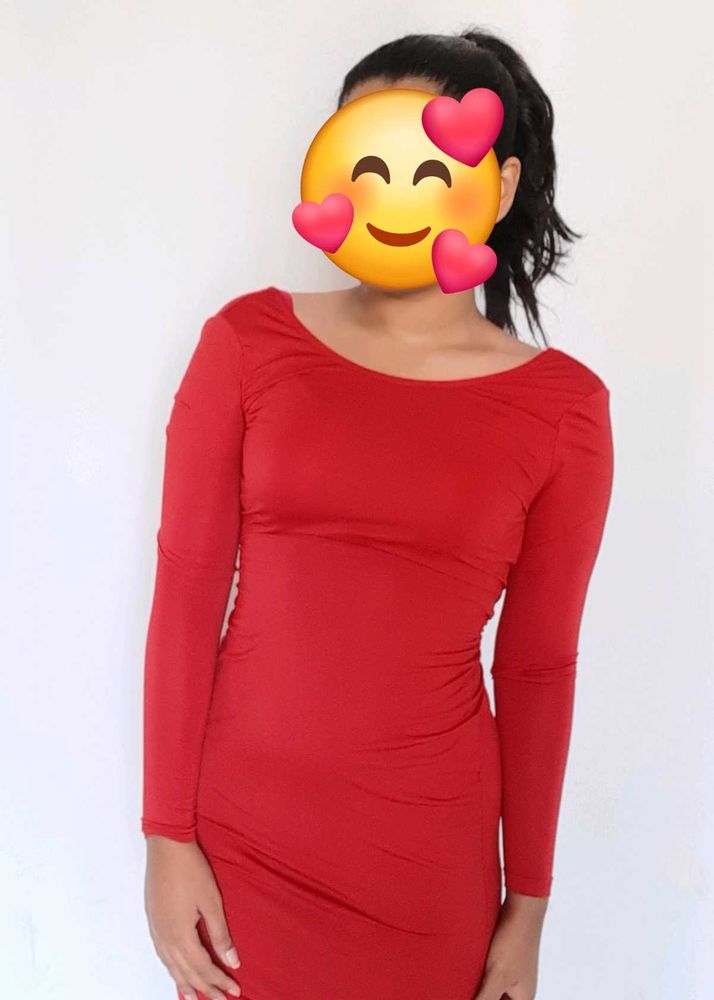 Red Long Sleeve Bodycon Dress
