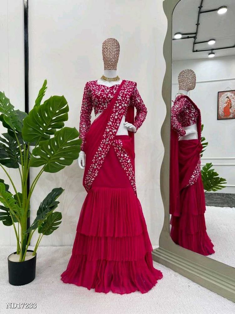 Red Ready To Wear Saree