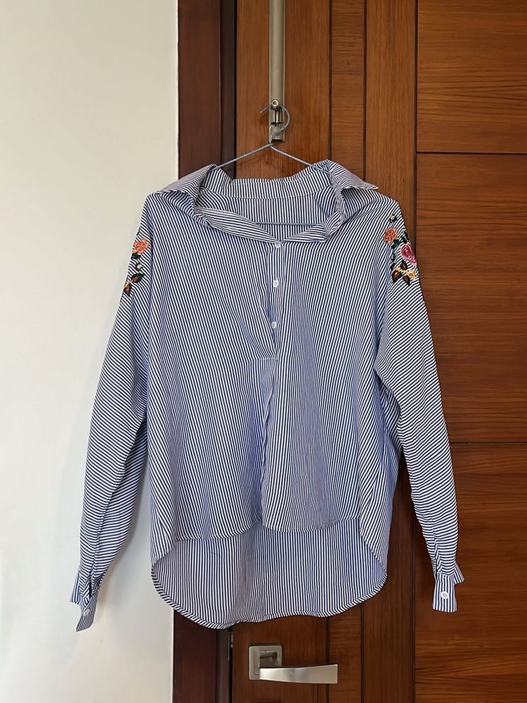 Striped Embroidered Top