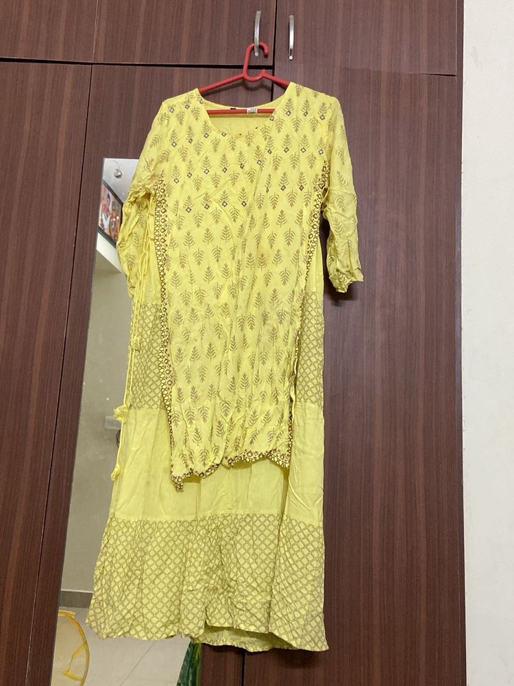 Yellow Printed Kurta Set