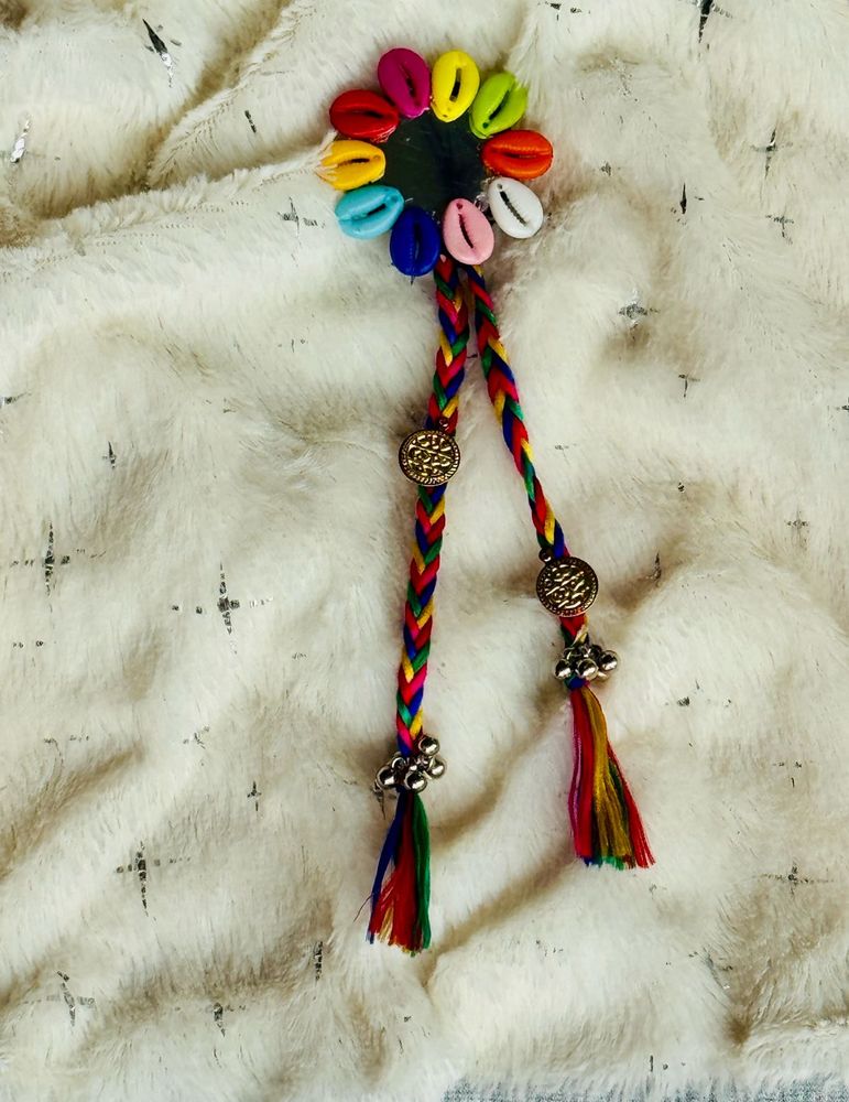 RUDIKAA- Mirror Flower HairPin with Attached Braid