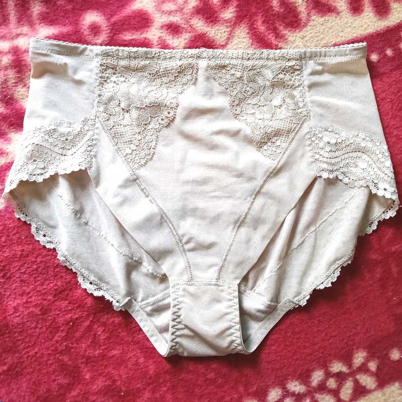 Beige colour silhouette Lace Detail Briefs/ pantie