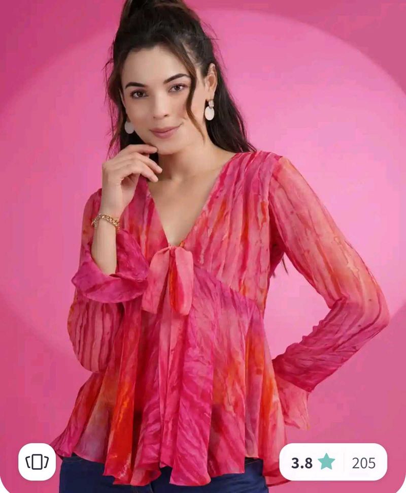 Chic Pink Tie-Front Blouse