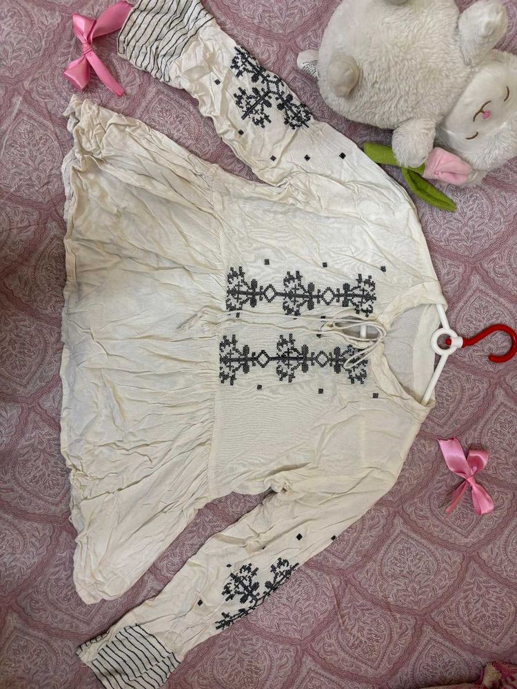 Embroidered Peasant Top