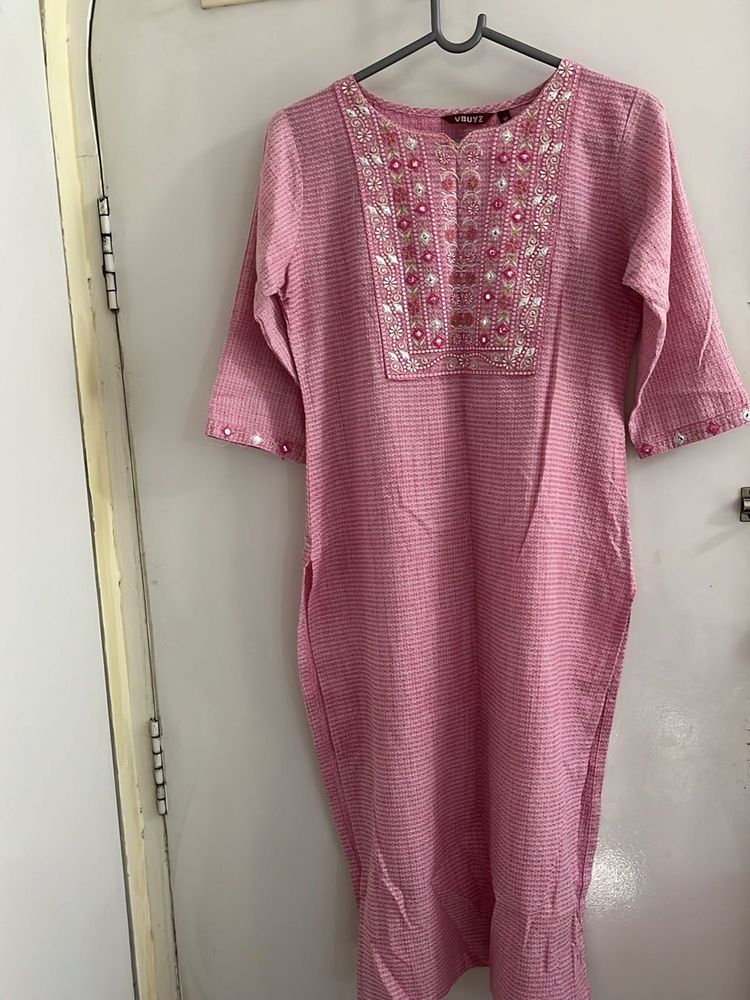 Pink Yoke Design Kurta with Dupatta