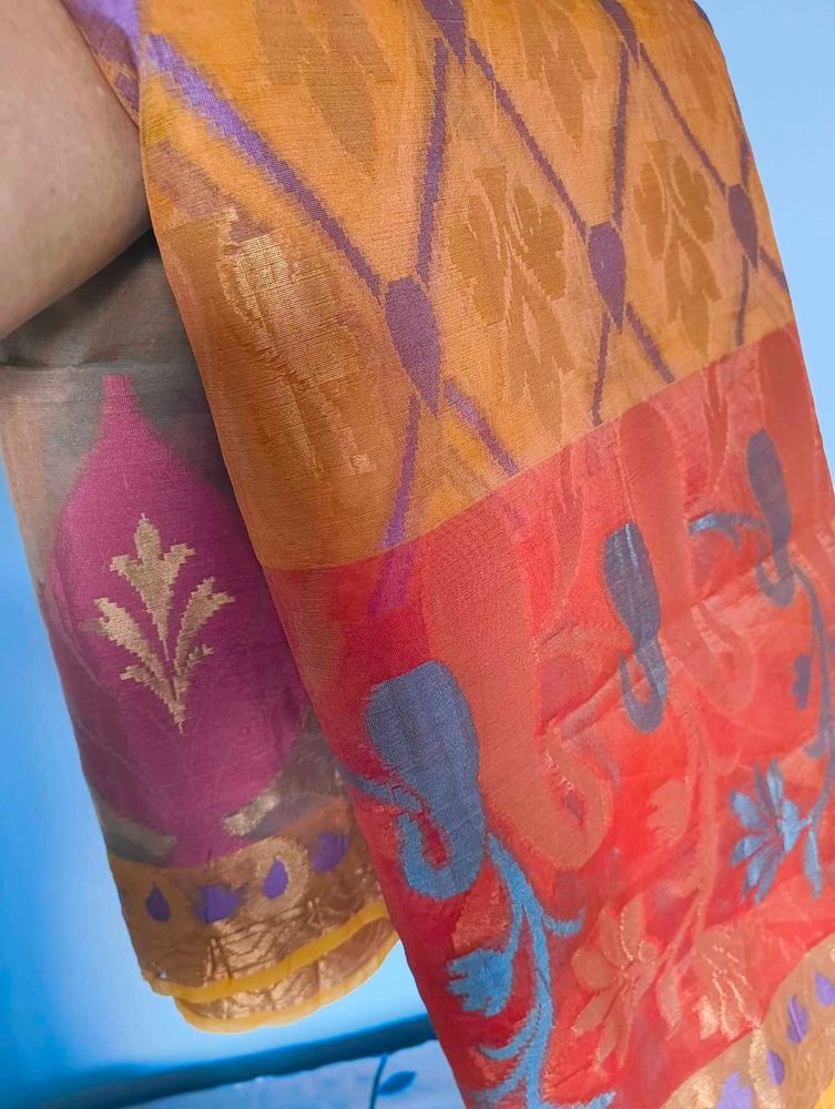 Elegant Orange &amp; Red Saree