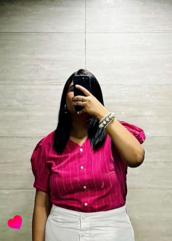 Pink Striped Embroidered Top | XXL