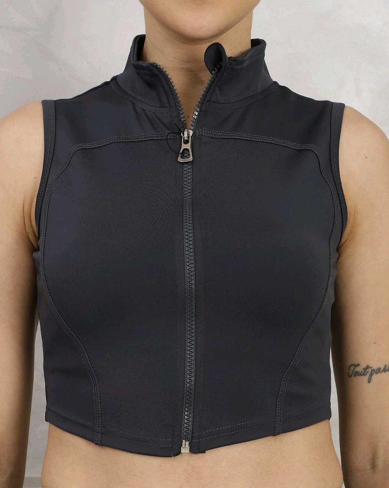 Zip-Up Crop Top With Track Suit