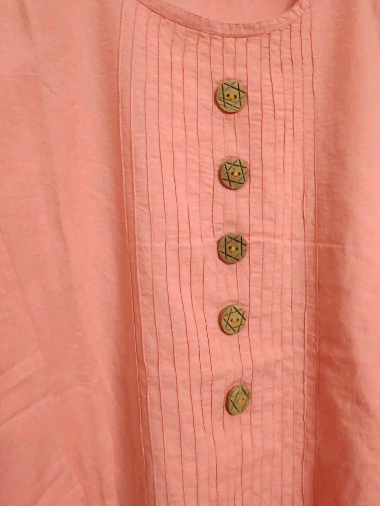 New Peach Button-Down Kurta
