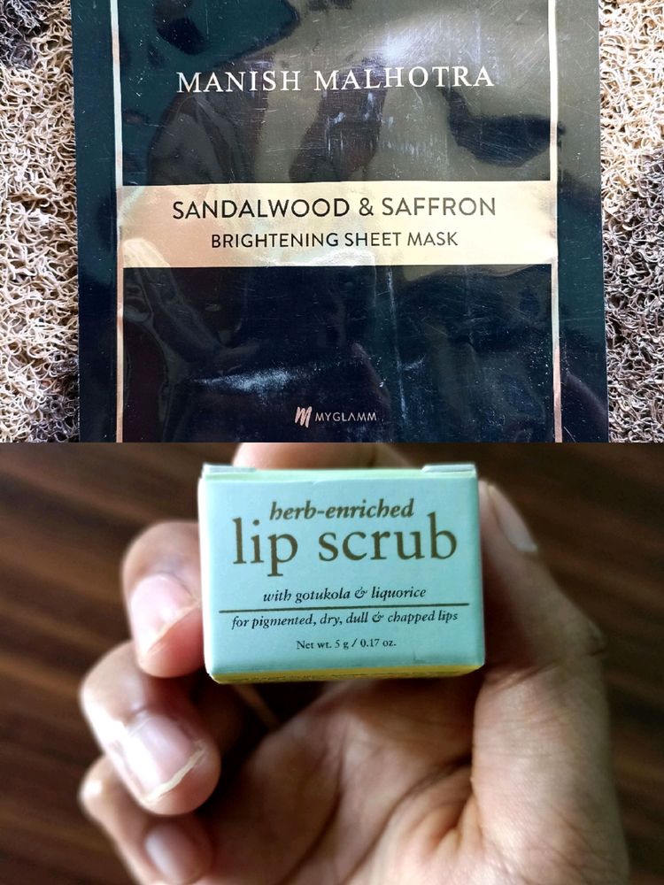 Myglamm Sheet Mask &amp; Just Herbs Lip Scrub