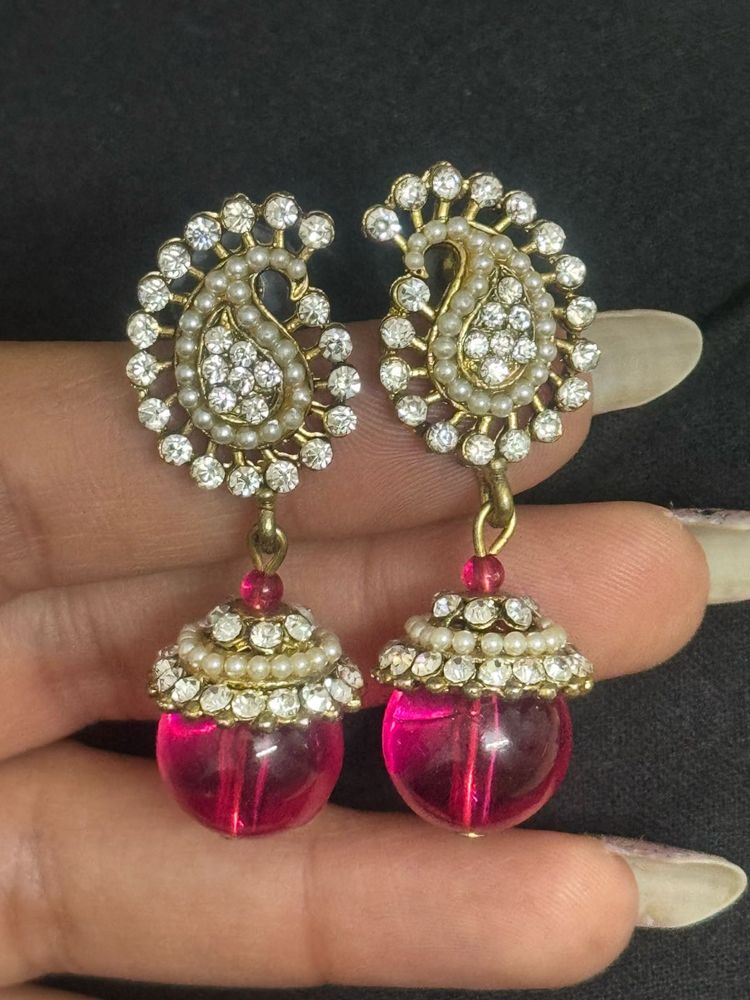 Elegant Pink Jhumka Earrings