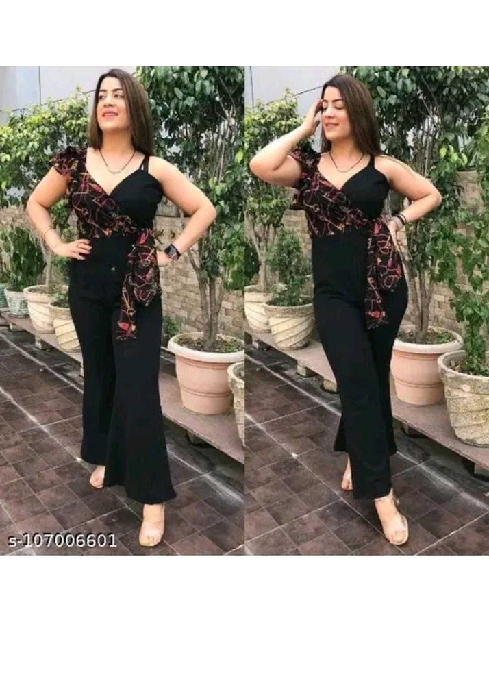 Black Party Wear Jumpsuit With Strapless Design