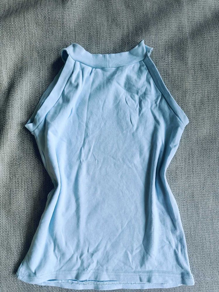 Light Blue Halter Neck Top