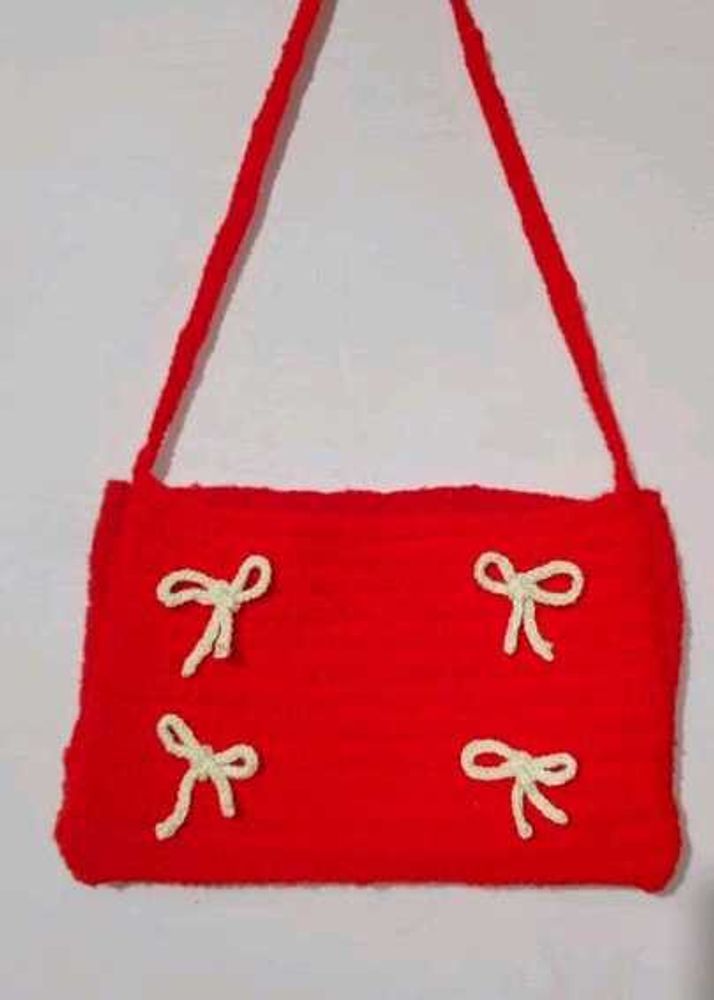 Crochet Red Bow Bag 🎀✨️