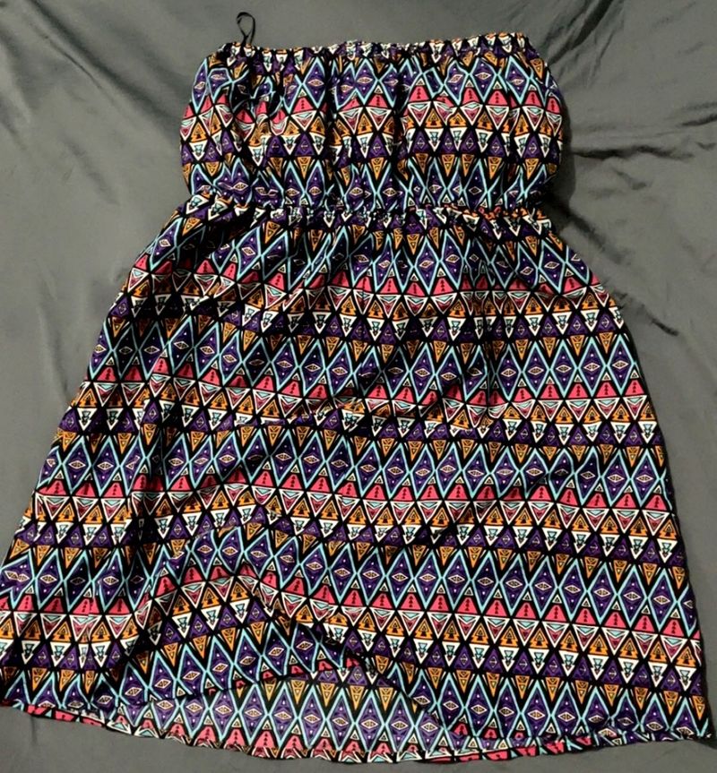Fun Geometric Strapless Dress