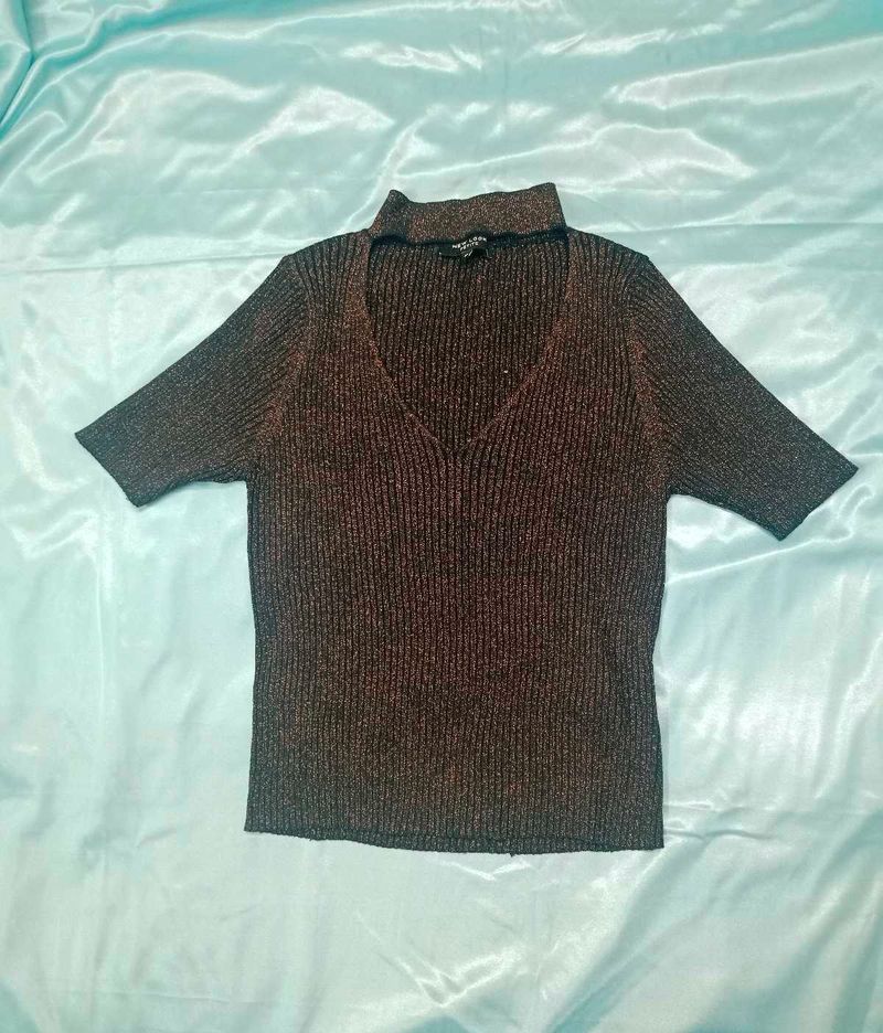 Golden Shimmer High Neck Top