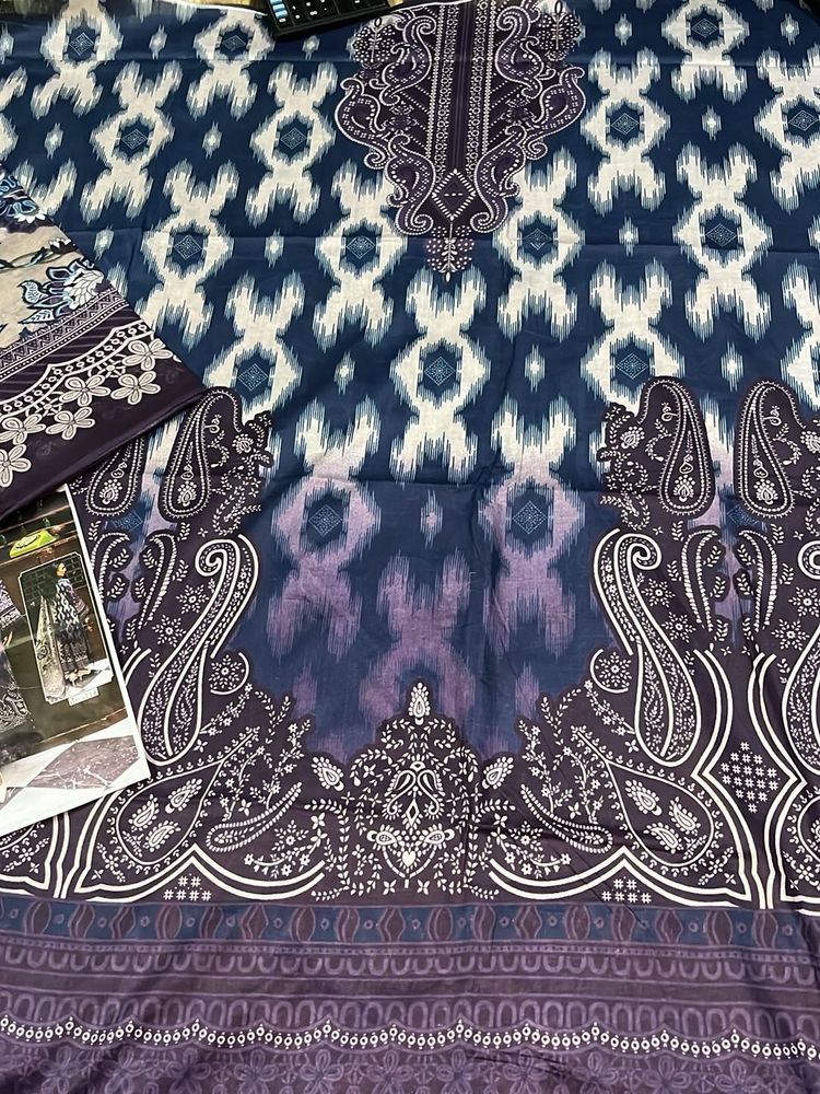 Pakistani Printed Ikat Paisley Unstitched Fabric