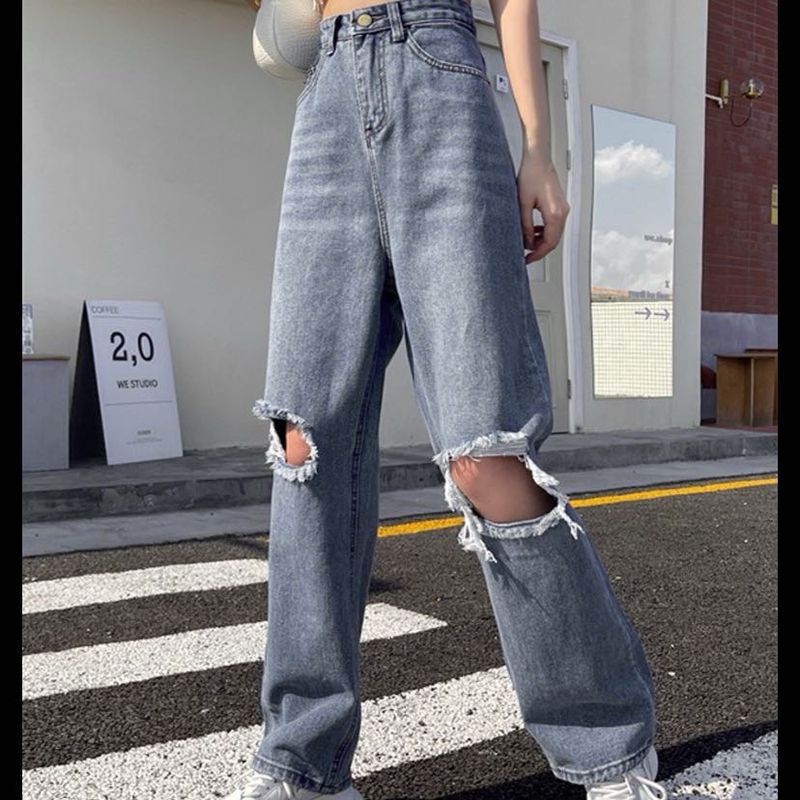 Ripped Wide Leg Jeans