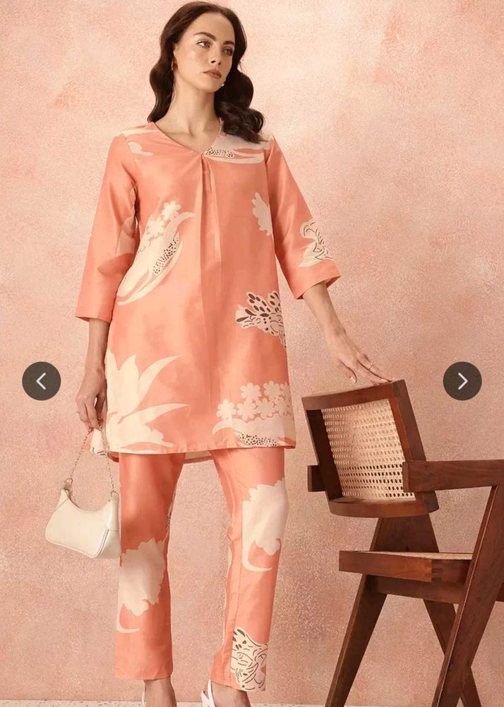 Peach Floral Print Co-ord Set