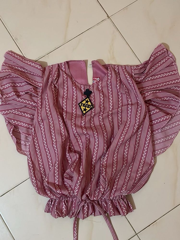 Striped Flutter Sleeve Top