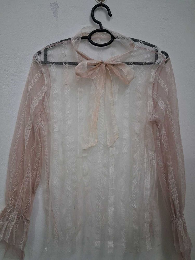 Tie Up Sheer Top